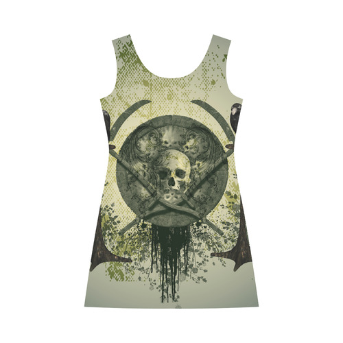 Skulls with crows Bateau A-Line Skirt (D21)