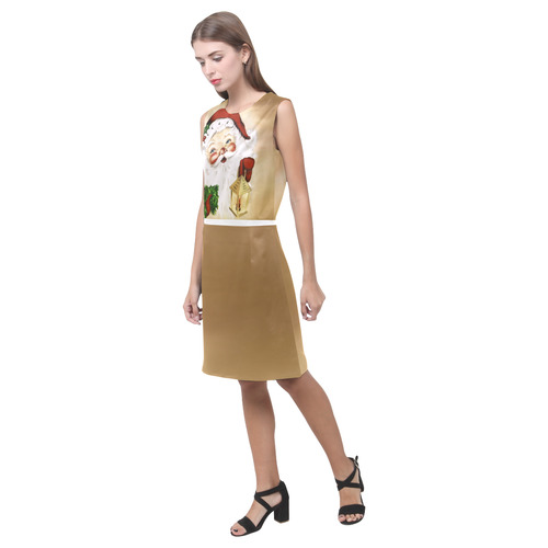 A cute Santa Claus with a mistletoe and a latern Eos Women's Sleeveless Dress (Model D01)