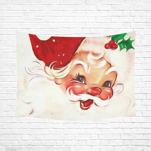 A cute vintage Santa Claus with a mistletoe Cotton Linen Wall Tapestry 80"x 60"