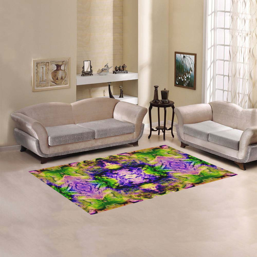 Green,Purple Yellow ,Goa Pattern Area Rug 5'x3'3''