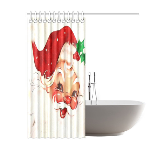 A cute vintage Santa Claus with a mistletoe Shower Curtain 60"x72"