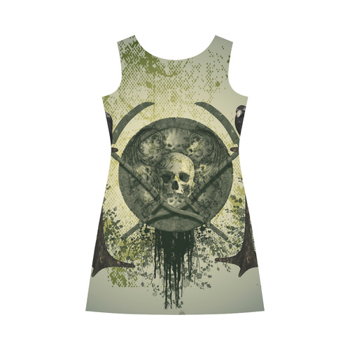 Skulls with crows Bateau A-Line Skirt (D21)