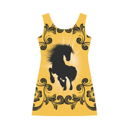 Black horse silhouette Bateau A-Line Skirt (D21)