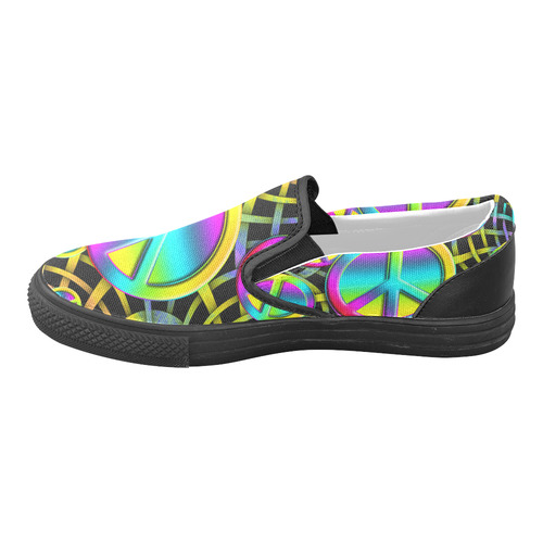 Neon Colorful PEACE pattern Slip-on Canvas Shoes for Men/Large Size (Model 019)
