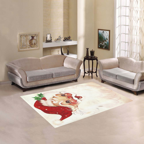 A cute vintage Santa Claus with a mistletoe Area Rug 5'3''x4'