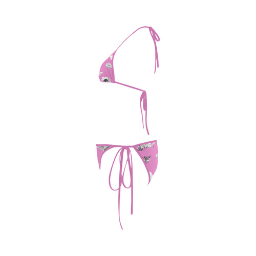 New! Bikini edition in fresh pantone pink and hand-drawn floral Art. Vintage edition 2016 Custom Bikini Swimsuit