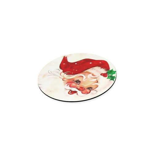 A cute vintage Santa Claus with a mistletoe Round Coaster