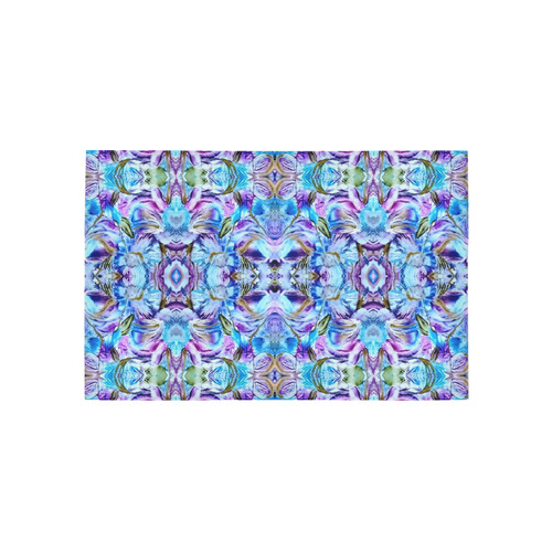 Elegant Turquoise Blue Flower Pattern Area Rug 5'x3'3''