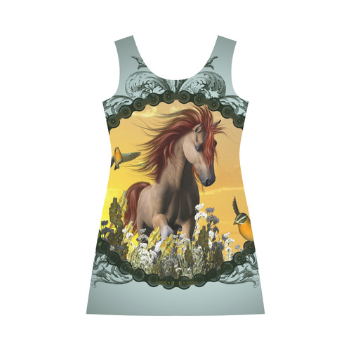 Horse with bird Bateau A-Line Skirt (D21)