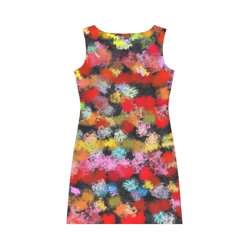 Colorful paint strokes Round Collar Dress (D22)