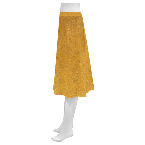 gold 3 Mnemosyne Women's Crepe Skirt (Model D16)
