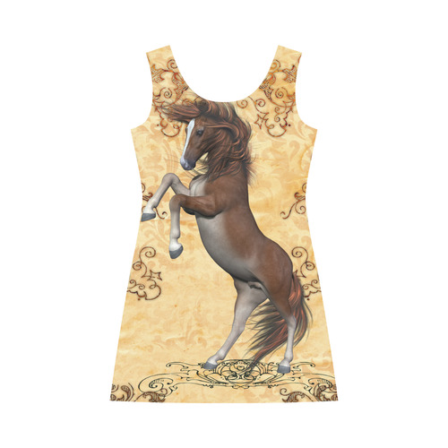 Wonderful brown horse Bateau A-Line Skirt (D21)