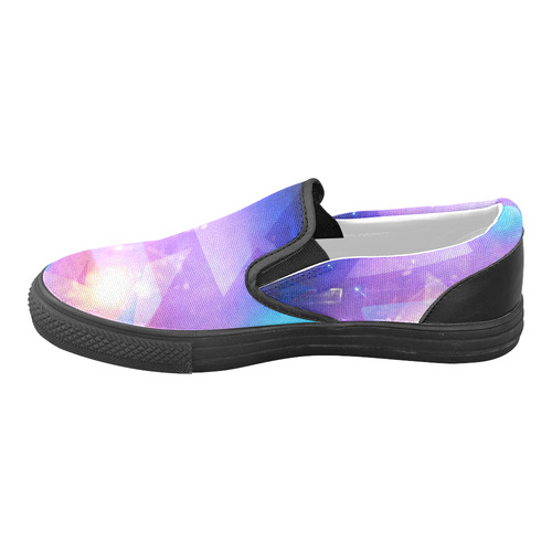 Purple Abstract Triangles Slip-on Canvas Shoes for Men/Large Size (Model 019)