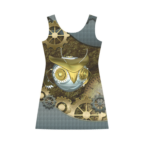 Steampunk, mechanical owl Bateau A-Line Skirt (D21)