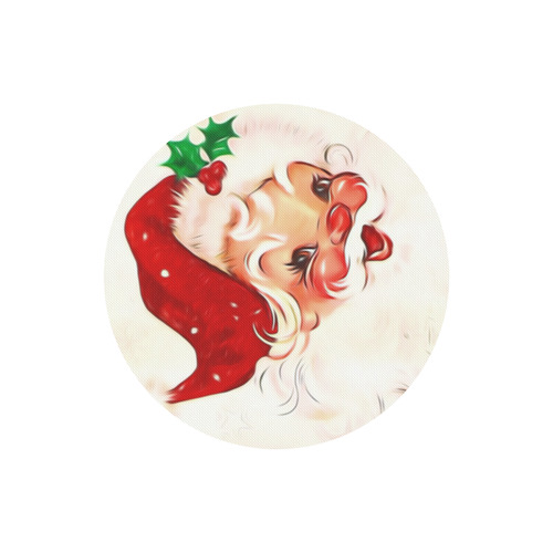 A cute vintage Santa Claus with a mistletoe Round Mousepad