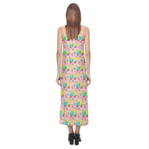 Butterfly Pop by Popart Lover V-Neck Open Fork Long Dress(Model D18)