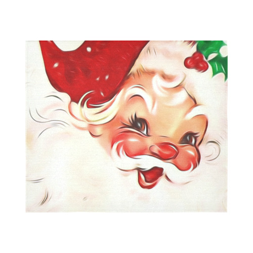 A cute vintage Santa Claus with a mistletoe Cotton Linen Wall Tapestry 60"x 51"