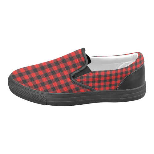 LUMBERJACK Squares Fabric - red black Slip-on Canvas Shoes for Men/Large Size (Model 019)