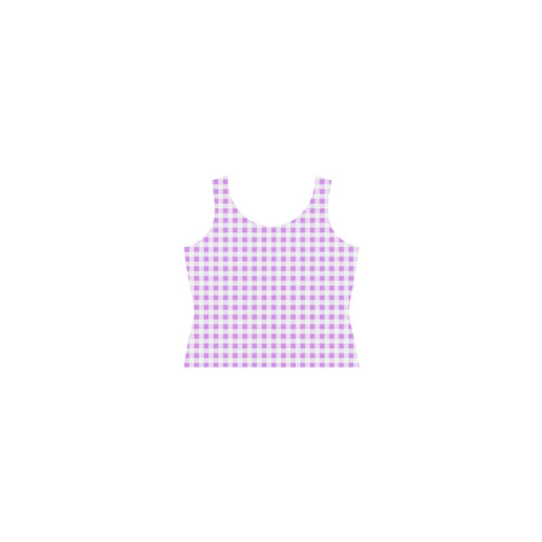 Lavender Gingham Sleeveless Splicing Shift Dress(Model D17)