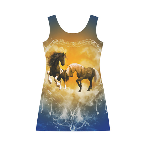 Horses with heart made of water Bateau A-Line Skirt (D21)