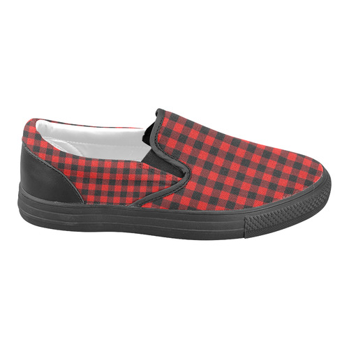 LUMBERJACK Squares Fabric - red black Slip-on Canvas Shoes for Men/Large Size (Model 019)