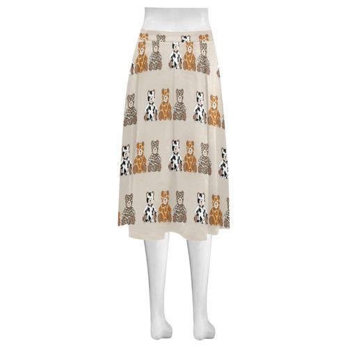 AniBearAOLtshirt-03 Mnemosyne Women's Crepe Skirt (Model D16)