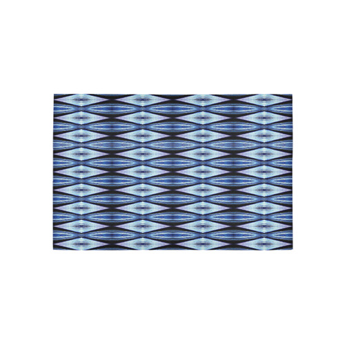 Blue White Diamond Pattern Area Rug 5'x3'3''