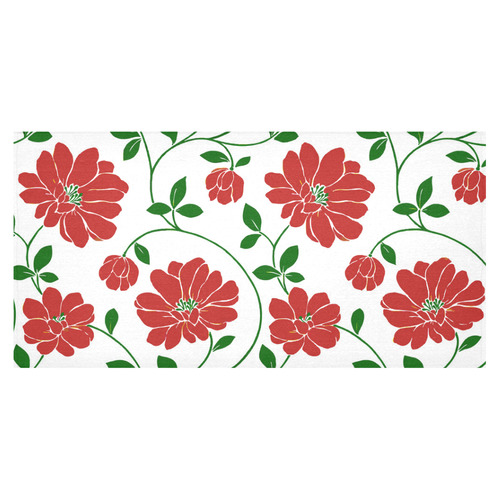 Red Flowers Cute Floral Beautiful Cotton Linen Tablecloth 60"x120"