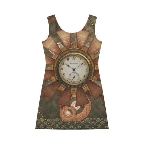 Steampunk, wonderful clocks in noble design Bateau A-Line Skirt (D21)