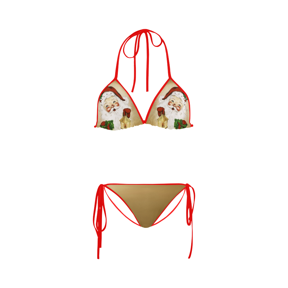 A cute Santa Claus with a mistletoe and a latern Custom Bikini Swimsuit ...