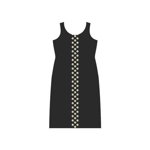 Border - POLKA DOTS - noble Gold White Phaedra Sleeveless Open Fork Long Dress (Model D08)