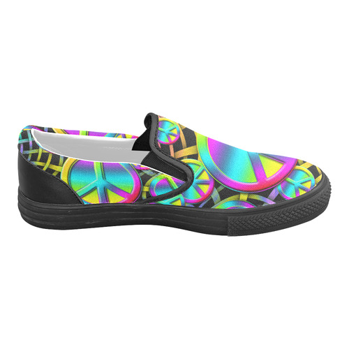 Neon Colorful PEACE pattern Slip-on Canvas Shoes for Men/Large Size (Model 019)