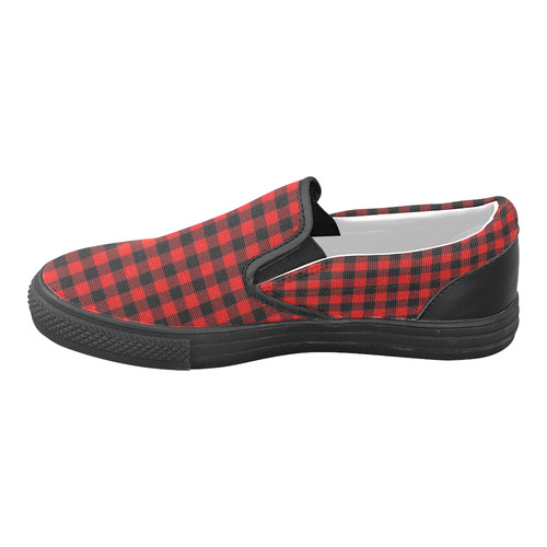 LUMBERJACK Squares Fabric - red black Slip-on Canvas Shoes for Men/Large Size (Model 019)