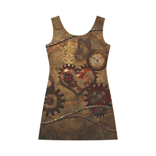 Steampunk, noble design clocks and gears Bateau A-Line Skirt (D21)