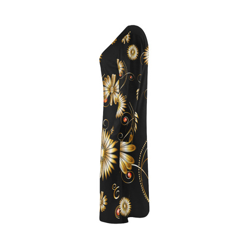Flowers in golden colors Bateau A-Line Skirt (D21)