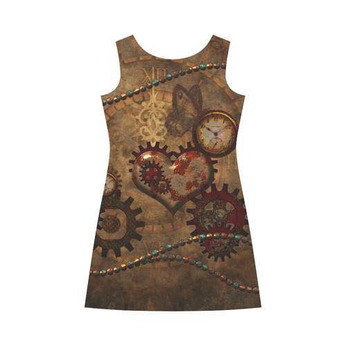 Steampunk, noble design clocks and gears Bateau A-Line Skirt (D21)
