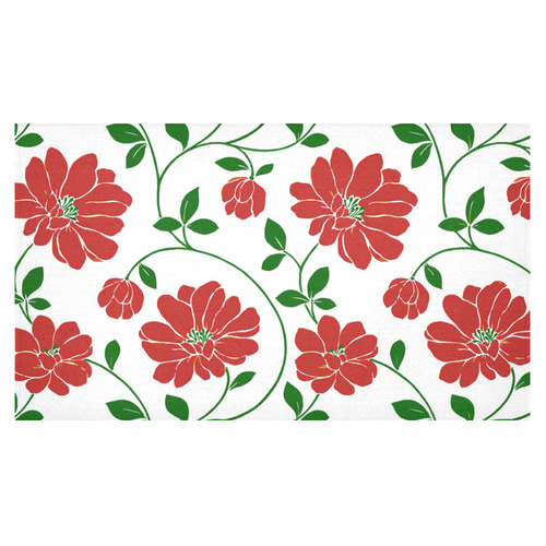 Red Flowers Cute Floral Beautiful Cotton Linen Tablecloth 60"x 104"