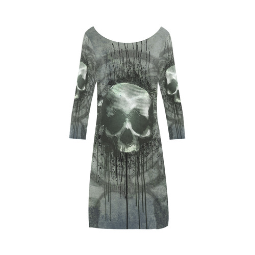 Awesome skull with bones and grunge Bateau A-Line Skirt (D21)