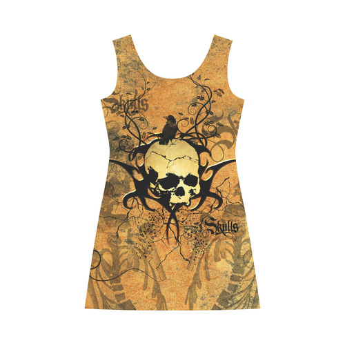 Awesome skull with tribal Bateau A-Line Skirt (D21)