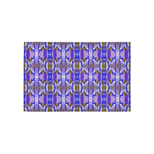 Blue White Abstract Flower Pattern Area Rug 5'x3'3''