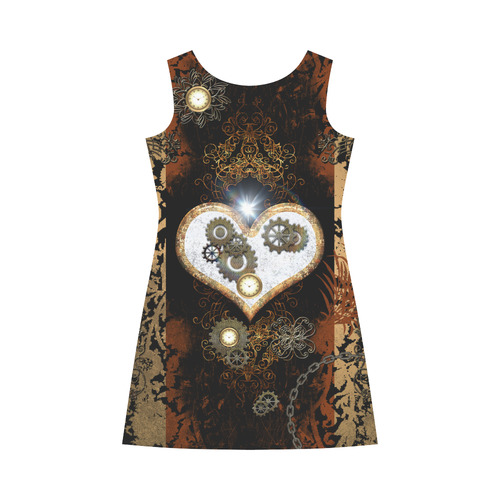 Steampunk, wonderful heart, clocks and gears Bateau A-Line Skirt (D21)