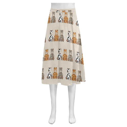 AniBearAOLtshirt-03 Mnemosyne Women's Crepe Skirt (Model D16)