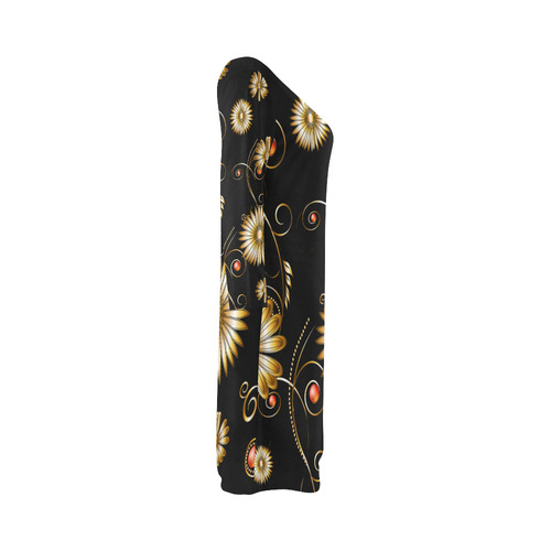 Flowers in golden colors Bateau A-Line Skirt (D21)