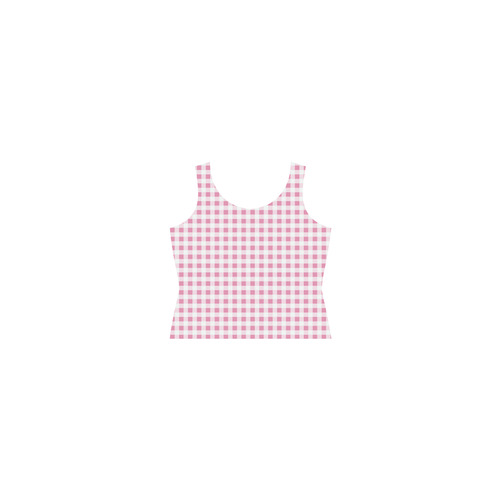 Petal Pink Gingham Sleeveless Splicing Shift Dress(Model D17)