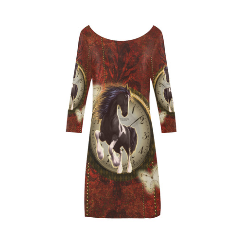 Wonderful horse on a clock Bateau A-Line Skirt (D21)