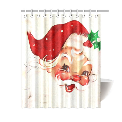A cute vintage Santa Claus with a mistletoe Shower Curtain 60"x72"