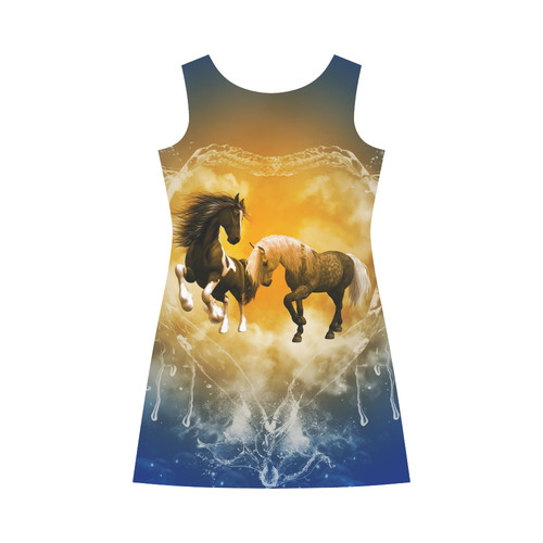 Horses with heart made of water Bateau A-Line Skirt (D21)