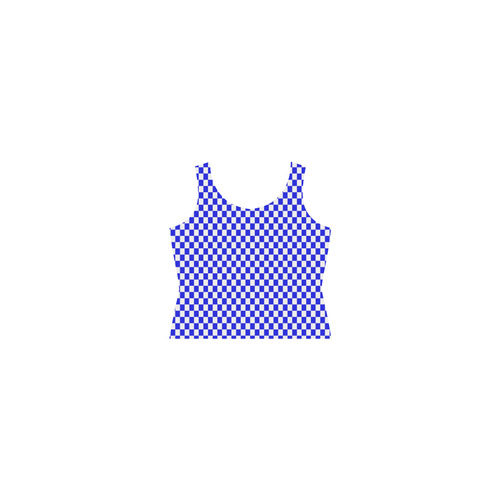 Bright Blue Gingham Sleeveless Splicing Shift Dress(Model D17)