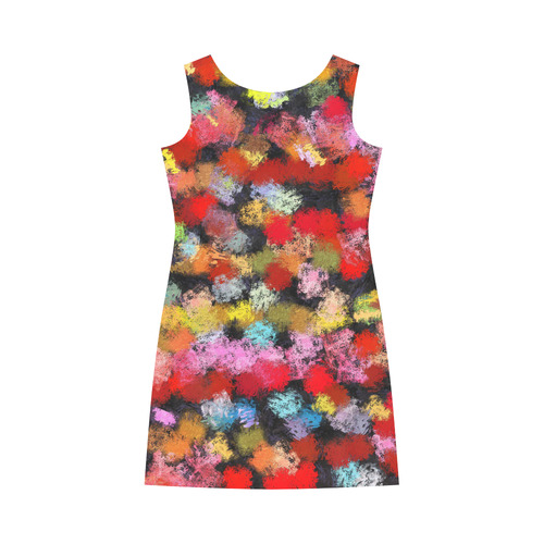 Colorful paint strokes Round Collar Dress (D22)