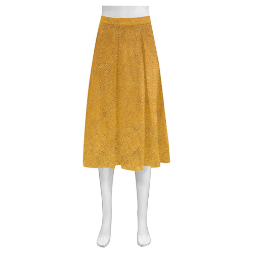 gold 3 Mnemosyne Women's Crepe Skirt (Model D16)